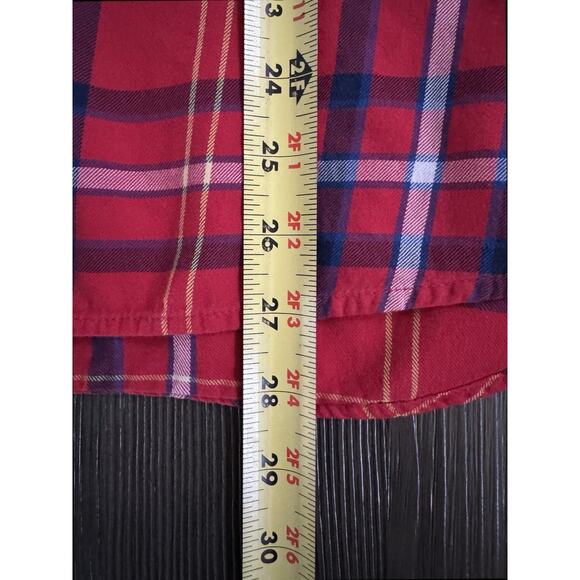 Vintage Old Navy Y2K Retro Grunge Boho Plaid Flannel Red Button Up Pockets XXL - Picture 4 of 7